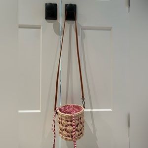 Anthropologie striped straw bucket bag
